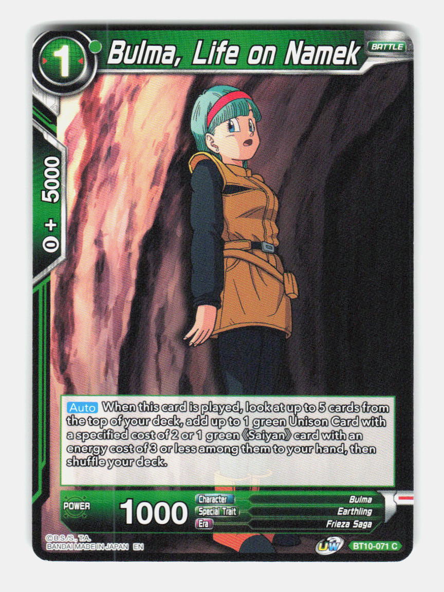 Bulma, Life on Namek BT10-071 Rise of the Unison Warrior Dragon Ball Super NM