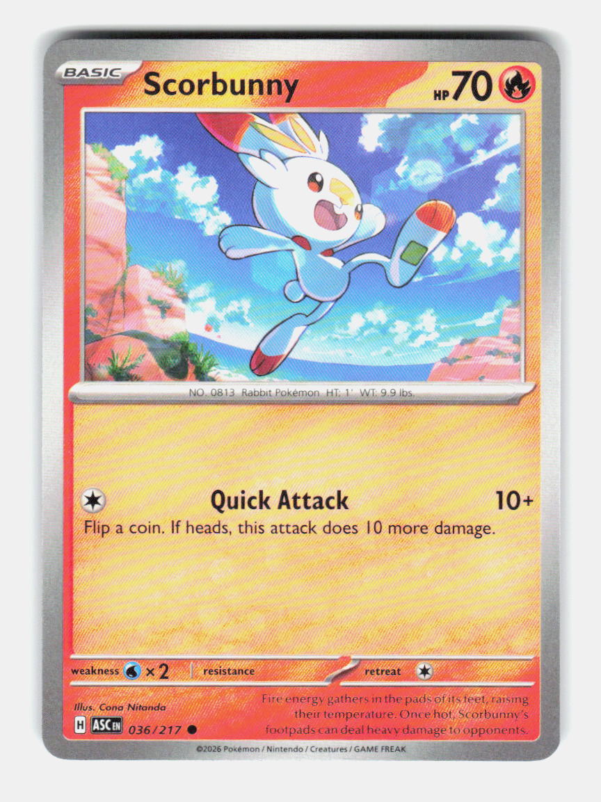 Scorbunny 036/217 Common Ascended Heroes Pokemon Near Mint