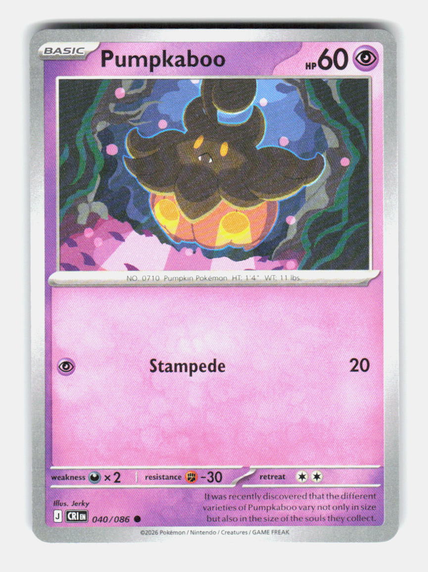 Pumpkaboo 040/086 Common Chaos Rising Pokemon Near Mint