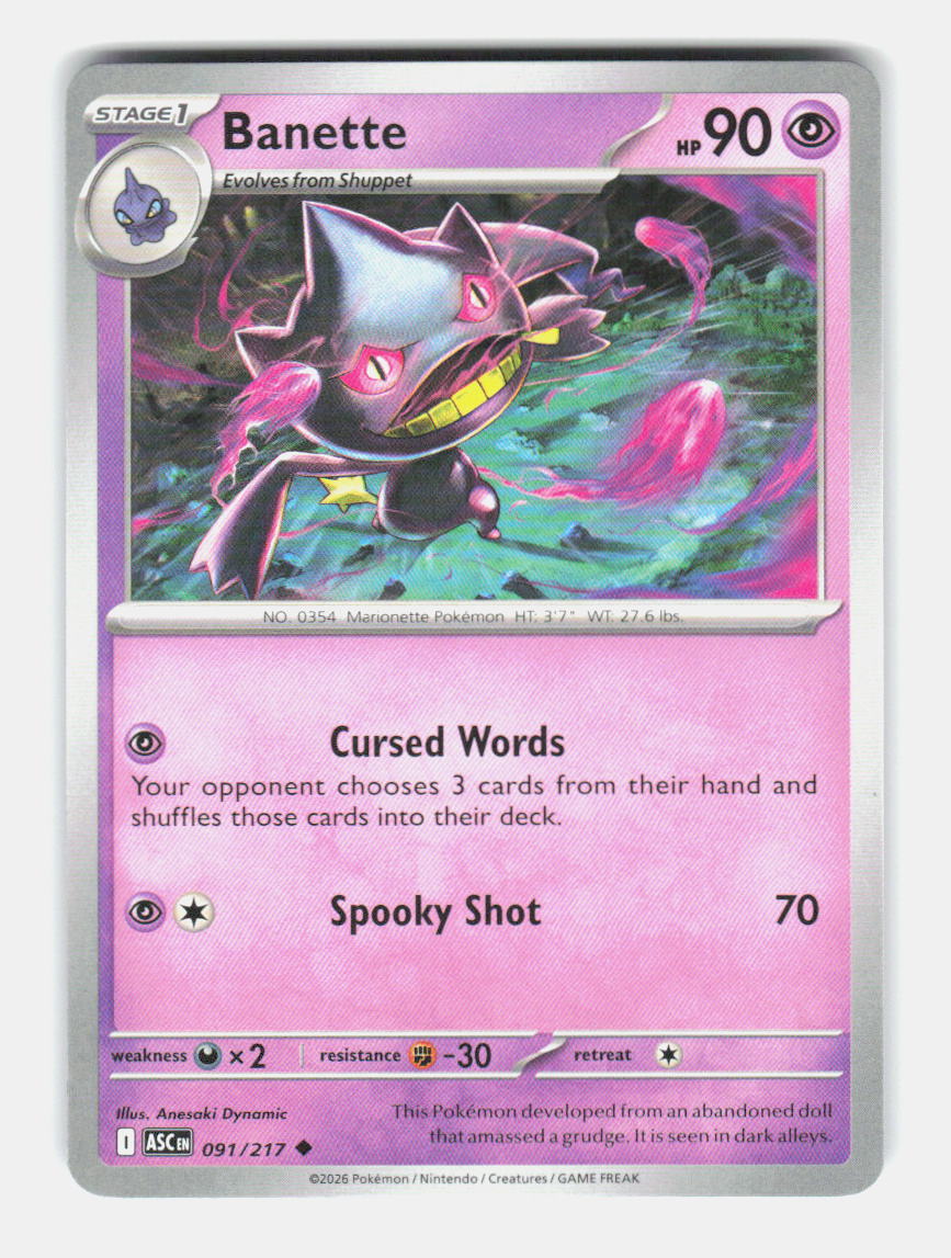 Banette 091/217 Uncommon Ascended Heroes Pokemon Near Mint