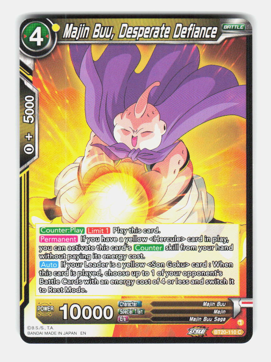 Majin Buu, Desperate Defiance BT20-110 Power Absorbed Dragon Ball Super NM