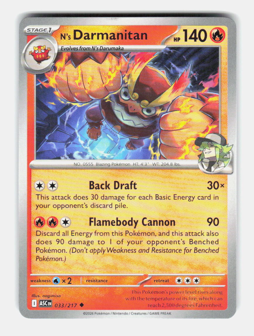N's Darmanitan 033/217 Uncommon Ascended Heroes Pokemon Near Mint