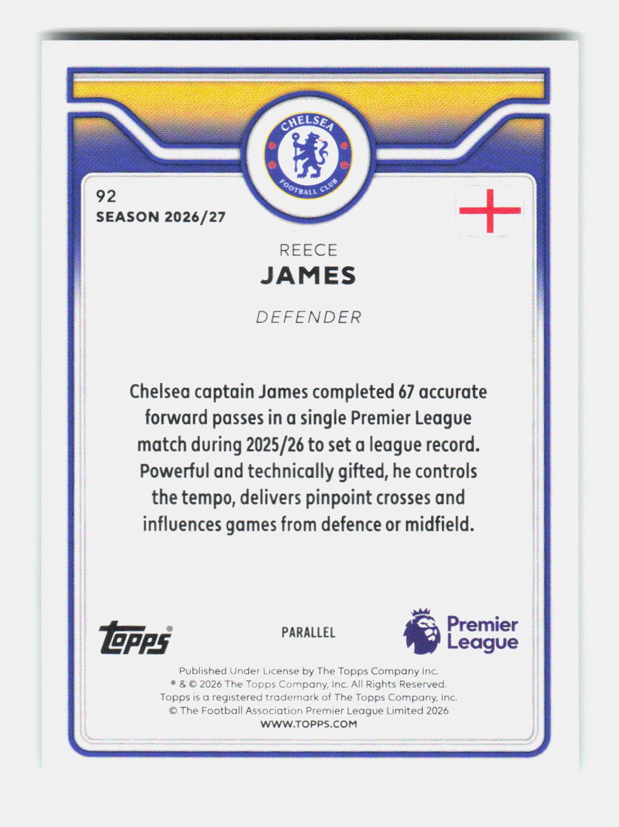 Reece James - GREEN PARALLEL (92) 2026/27 TOPPS CHROME FLAGSHIP PREMIER LEAGUE
