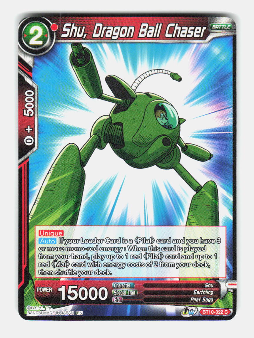 Shu, Dragon Ball Chaser BT10-022 Rise of the Unison Warrior Dragon Ball Super NM
