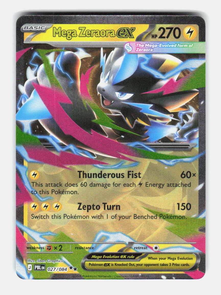 Mega Zeraora ex 027/084 Double Rare Pitch Black Pokemon Holo Near Mint