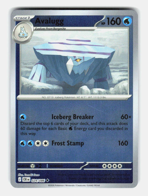 Avalugg 024/086 Uncommon Chaos Rising Pokemon Near Mint