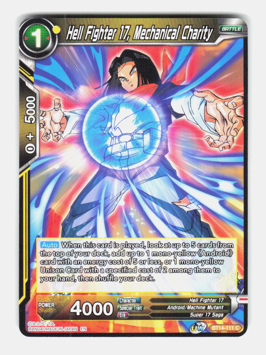 Hell Fighter 17, Mechanical Charity BT14-111 Cross Spirits Dragon Ball Super NM