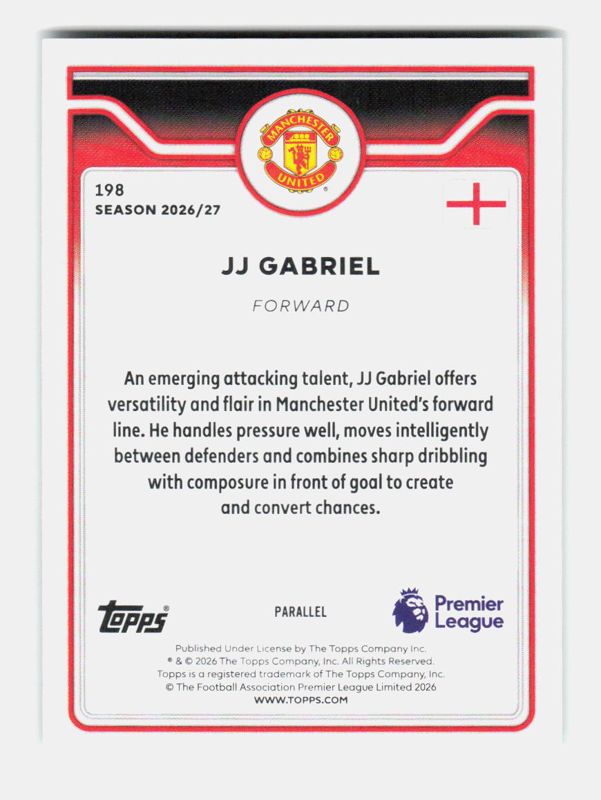 JJ Gabriel - GREEN PARALLEL (198) 2026/27 TOPPS CHROME FLAGSHIP PREMIER LEAGUE