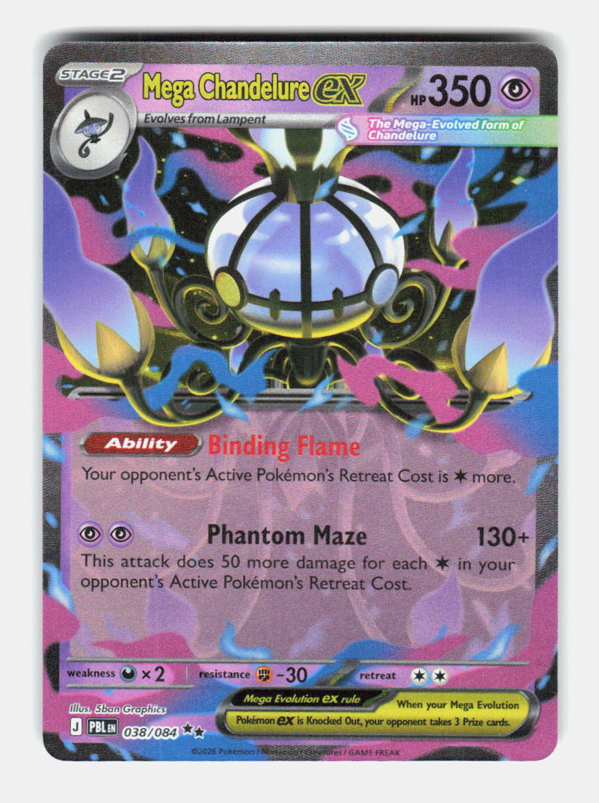 Mega Chandelure ex 038/084 Double Rare Pitch Black Pokemon Holo Near Mint