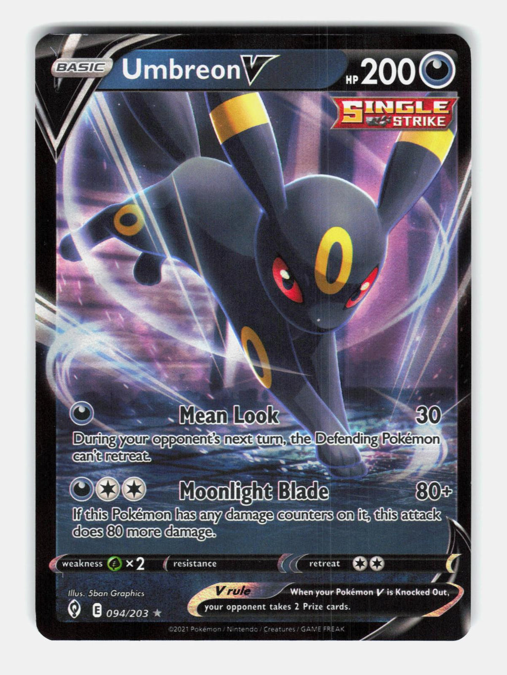 Umbreon V 094/203 Holo V Rare Evolving Skies Pokemon Near Mint
