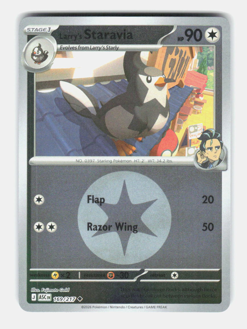Larry's Staravia (Energy Symbol Pattern) 169/217 Pokemon Reverse Holo NM