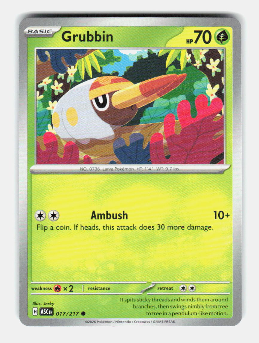 Grubbin 017/217 Common Ascended Heroes Pokemon Near Mint