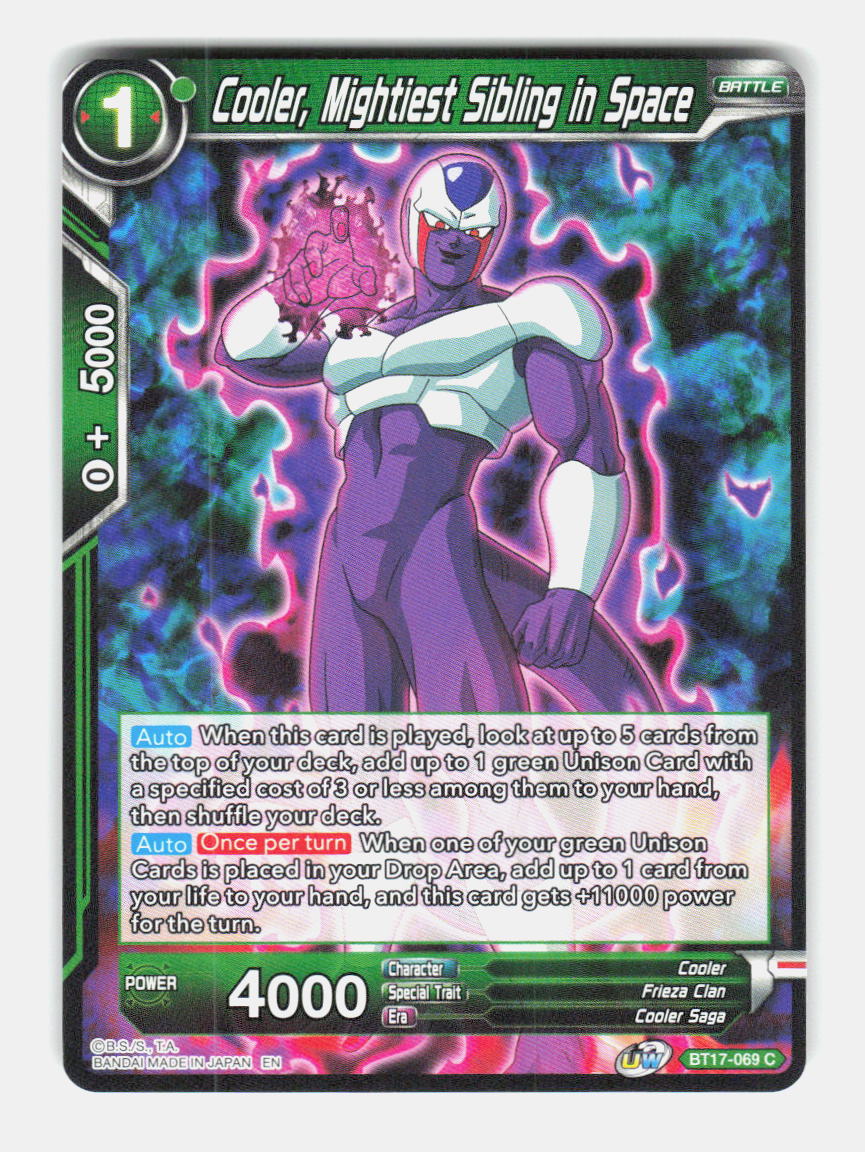 Cooler, Mightiest Sibling in Space BT17-069 Ultimate Squad Dragon Ball Super NM