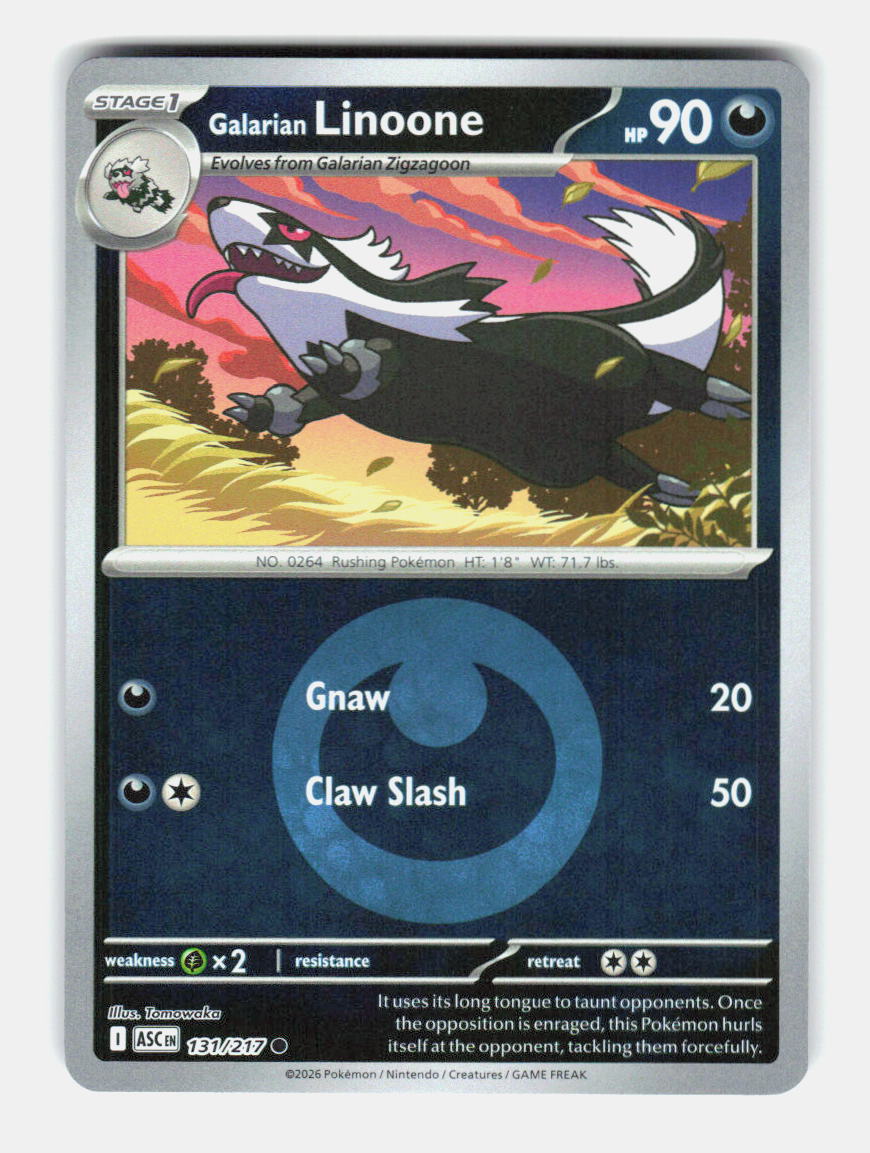Galarian Linoone (Energy Symbol Pattern) 131/217 Pokemon Reverse Holo NM