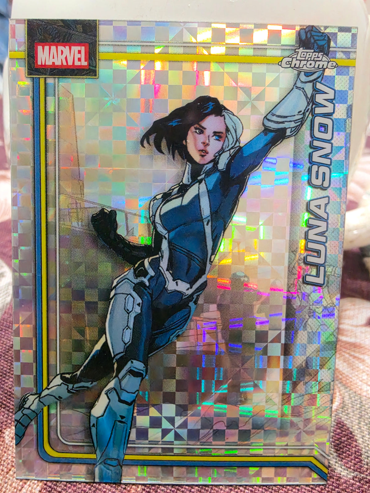 Luna Snow #132 (X-Fractor Parallel) from the 2026 Topps Chrome Marvel Comics